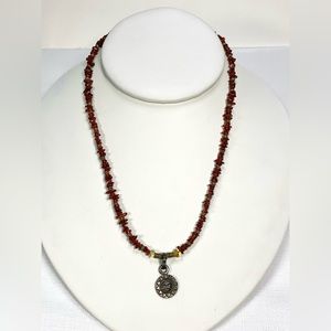 Vintage Genuine Amber & 925 Sterling Silver Necklace